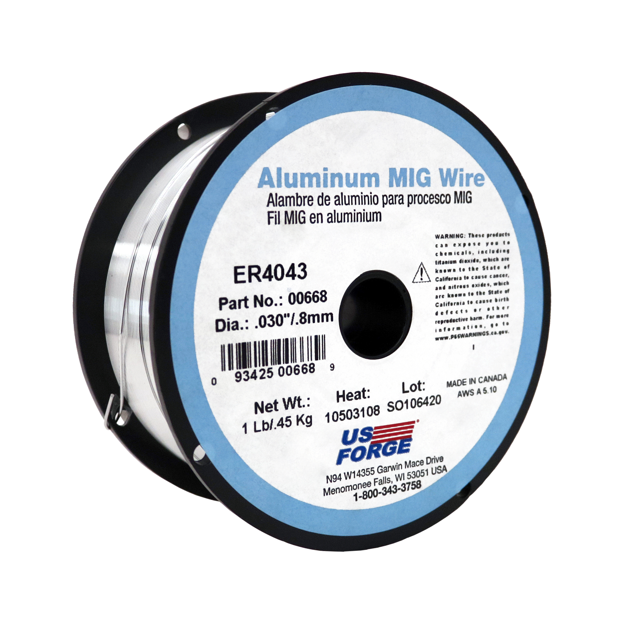 US Forge® .030" ER4043 MIG Wire - 1lbs, Model# 668